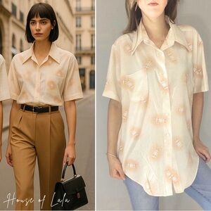 VINTAGE Men’s 70s Dagger Collar Casual Button Down Shirt